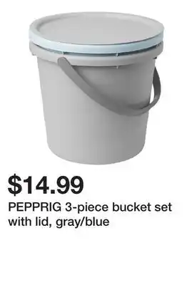 Ikea PEPPRIG 3-piece bucket set with lid, gray/blue offer