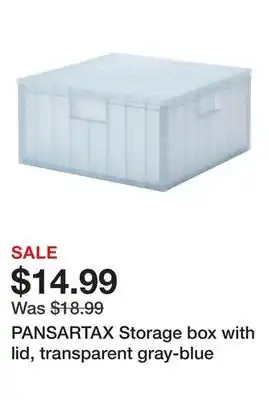 Ikea PANSARTAX Storage box with lid, transparent gray-blue offer