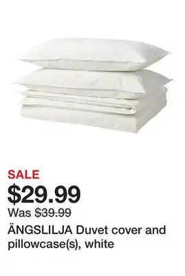 Ikea ÄNGSLILJA Duvet cover and pillowcase(s), white offer