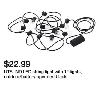 Ikea UTSUND LED string light with 12 lights, outdoor/battery operated black offer