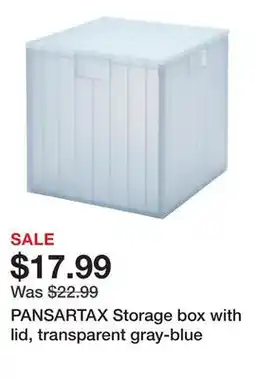 Ikea PANSARTAX Storage box with lid, transparent gray-blue offer