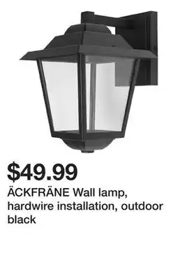 Ikea ÄCKFRÄNE Wall lamp, hardwire installation, outdoor black offer