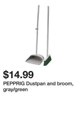 Ikea PEPPRIG Dustpan and broom, gray/green offer