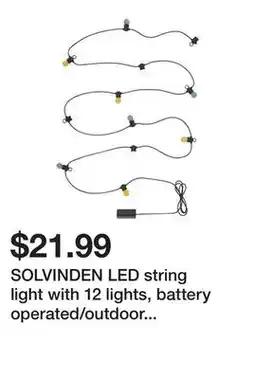 Ikea SOLVINDEN LED string light with 12 lights, battery operated/outdoor multicolor offer