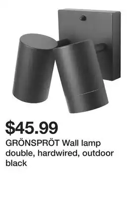 Ikea GRÖNSPRÖT Wall lamp double, hardwired, outdoor black offer