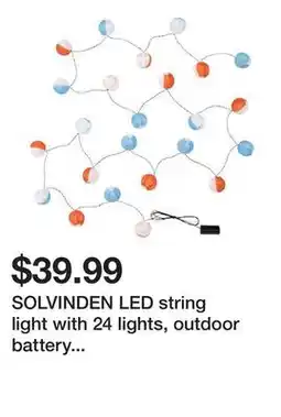 Ikea SOLVINDEN LED string light with 24 lights, outdoor battery operated/globe multicolor offer