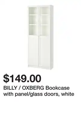 Ikea BILLY / OXBERG Bookcase with panel/glass doors, white offer