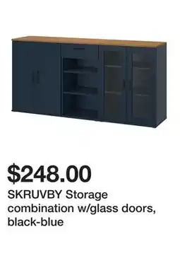 Ikea SKRUVBY Storage combination w/glass doors, black-blue offer