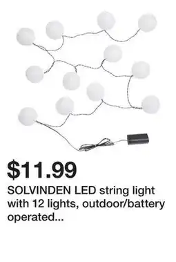 Ikea SOLVINDEN LED string light with 12 lights, outdoor/battery operated white offer