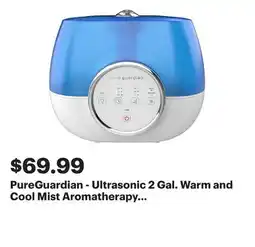 Best Buy PureGuardian - Ultrasonic 2 Gal. Warm and Cool Mist Aromatherapy Humidifier - Blue/White offer