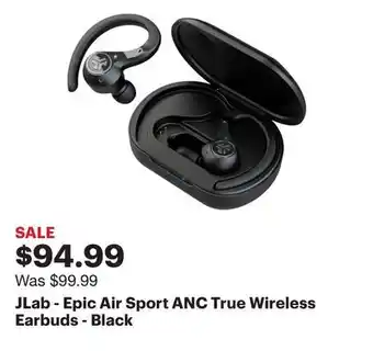 Best Buy JLab - Epic Air Sport ANC True Wireless Earbuds - Black offer