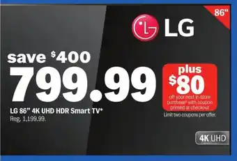 Meijer LG 86" 4K UHD HDR Smart TV offer