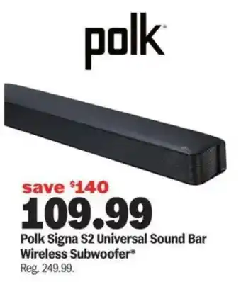 Meijer Polk Signa S2 Universal Sound Bar Wireless Subwoofer offer