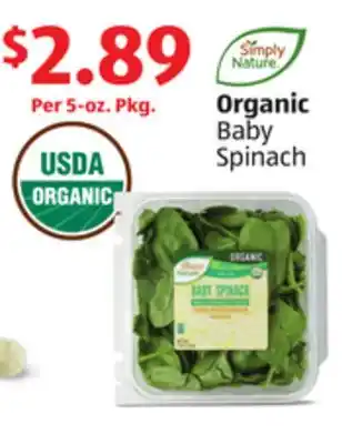 Aldi Organic Baby Spinach offer