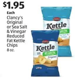 Aldi Clancy's Original or Sea Salt & Vinegar Reduced Fat Kettle Chips offer