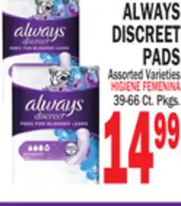 Bravo Supermarkets ALWAYS DISCREET PADS offer