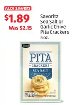 Aldi Savoritz Sea Salt or Garlic Chive Pita Crackers offer