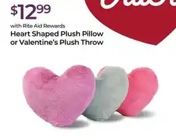 Rite Aid Heart Shaped Plush Pillow or Valentine's Plush Throw offer