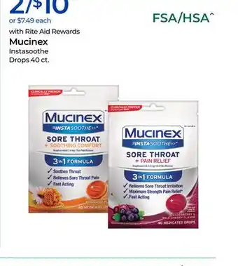 Rite Aid Mucinex Instasoothe Drops offer