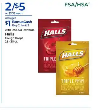 Rite Aid Halls Cough Drops offer