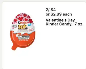 Walgreens Valentine's Day Kinder Candy, .7 oz offer