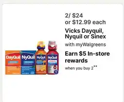 Walgreens Vicks Dayquil, Nyquil or Sinex offer