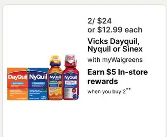 Walgreens Vicks Dayquil, Nyquil or Sinex offer