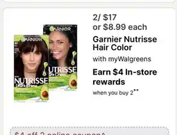 Walgreens Garnier Nutrisse Hair Color offer