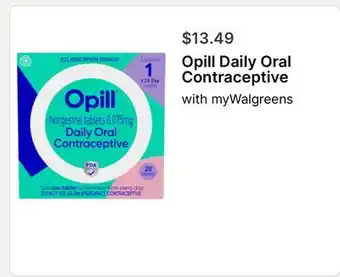 Walgreens Opill Daily Oral Contraceptive offer