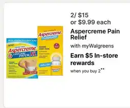 Walgreens Aspercreme Pain Relief offer