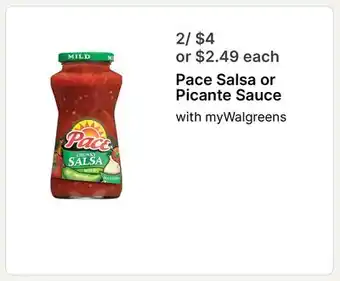 Walgreens Pace Salsa or Picante Sauce offer