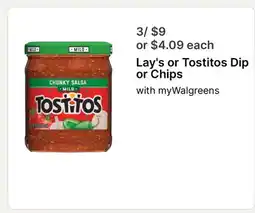 Walgreens Lay's or Tostitos Dip or Chips offer