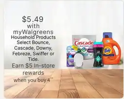 Walgreens Select Bounce, Cascade, Downy, Febreze, Swiffer or Tide offer