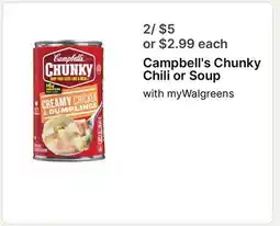 Walgreens Campbell's Chunky Chili or Soup offer