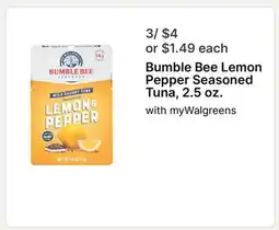 Walgreens Bumble Bee Lemon Pepper Seasoned Tuna, 2.5 oz offer