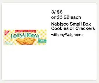 Walgreens Nabisco Small Box Cookies or Crackers offer