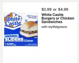 Walgreens White Castle Burgers or Chicken Sandwiches offer