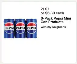 Walgreens 6-Pack Pepsi Mini Can Products offer