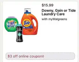 Walgreens Downy, Gain or Tide Laundry Care offer