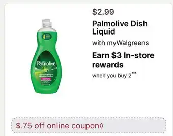 Walgreens Palmolive Dish Liquid offer