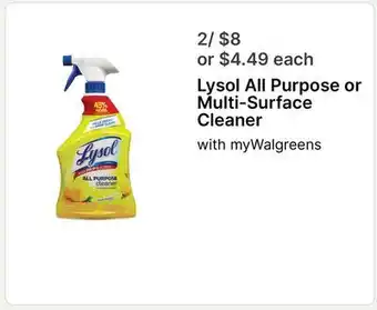 Walgreens Lysol All Purpose or Multi-Surface Cleaner offer