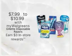 Walgreens Gillette Disposable Razors offer