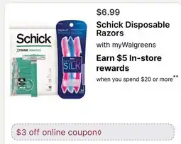 Walgreens Schick Disposable Razors offer