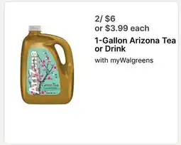 Walgreens 1-Gallon Arizona Tea or Drink offer