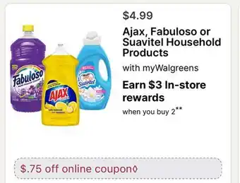 Walgreens Ajax, Fabuloso or Suavitel Household Products offer