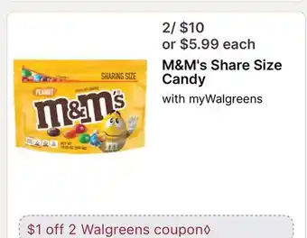 Walgreens M&M's Share Size Candy offer