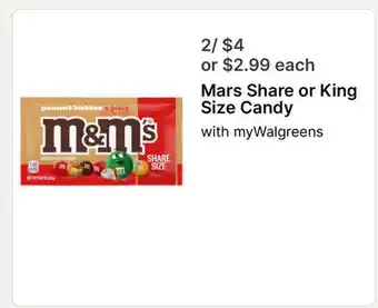 Walgreens Mars Share or King Size Candy offer