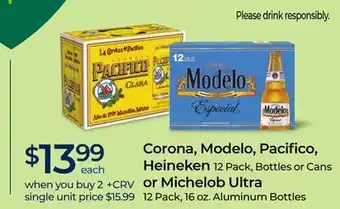 Rite Aid Corona, Modelo, Pacifico, Heineken or Michelob Ultra offer