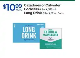 Rite Aid Cazadores or Cutwater Cocktails, Long Drink offer