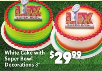 Vallarta Supermarkets White Cake with Super Bowl Decorations offer